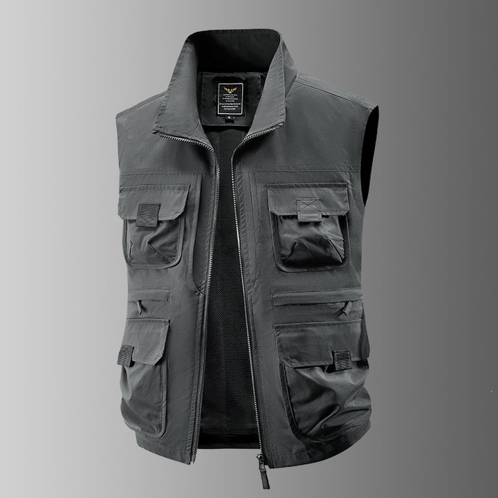 Herren Utility-Außenweste mit Multifunktionstaschen, Frontreißverschluss & atmungsaktivem Meshfutter Drune