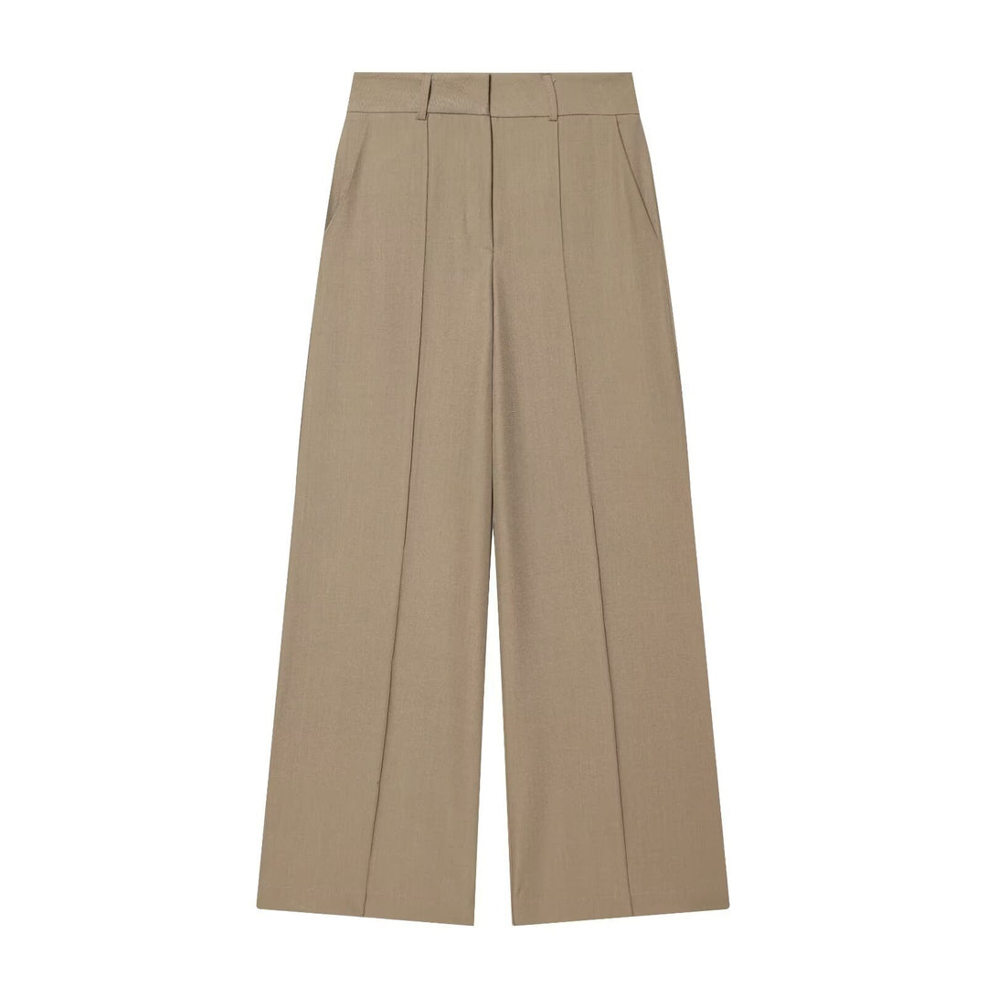 Damen weite Anzughose mit hoher Taille und Falten Drune