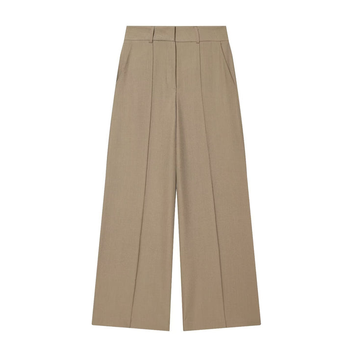 Damen weite Anzughose mit hoher Taille und Falten Drune