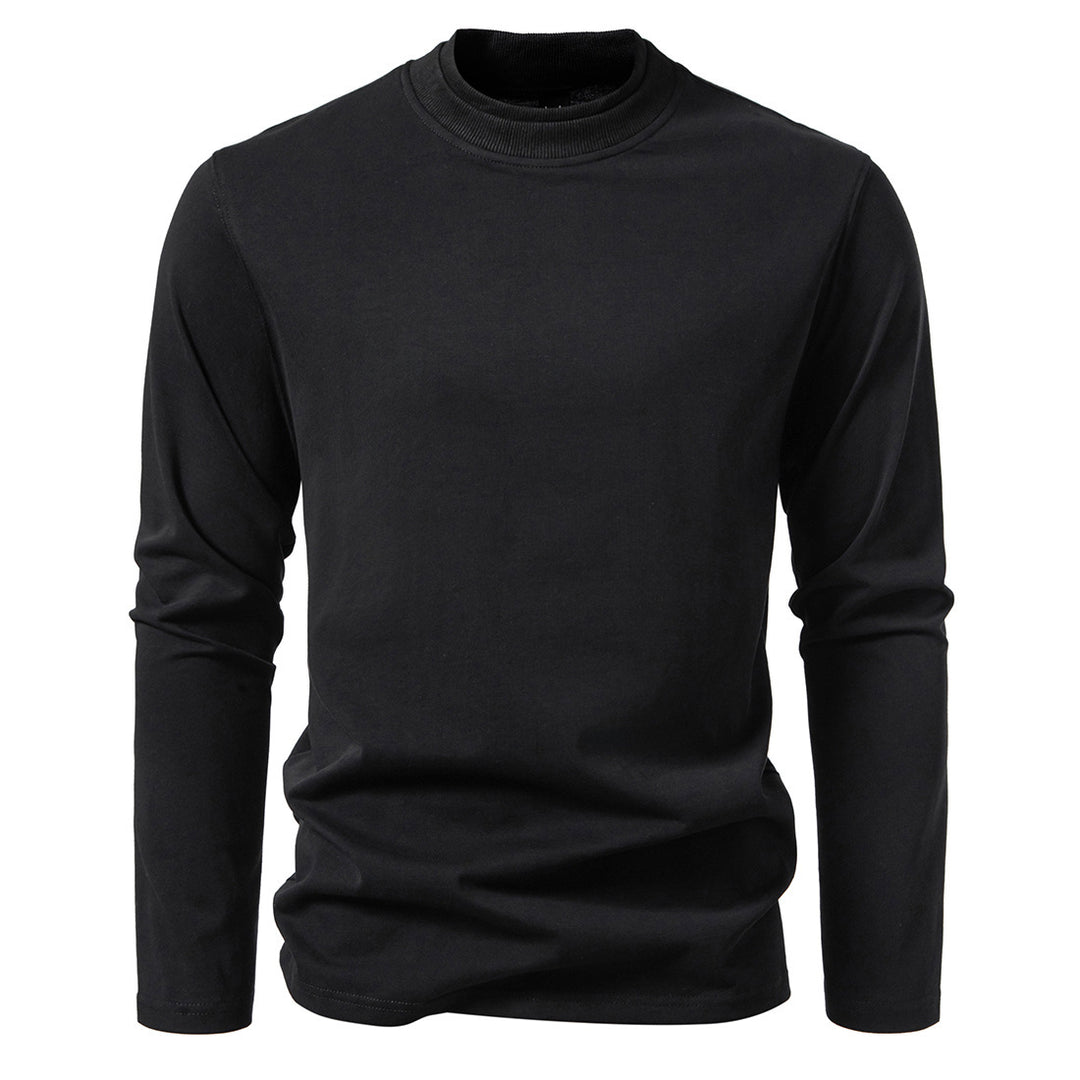 Herren Langes Feinstrick-Shirt mit Mockneck, geripptem Kragen und schlanker Silhouette Drune