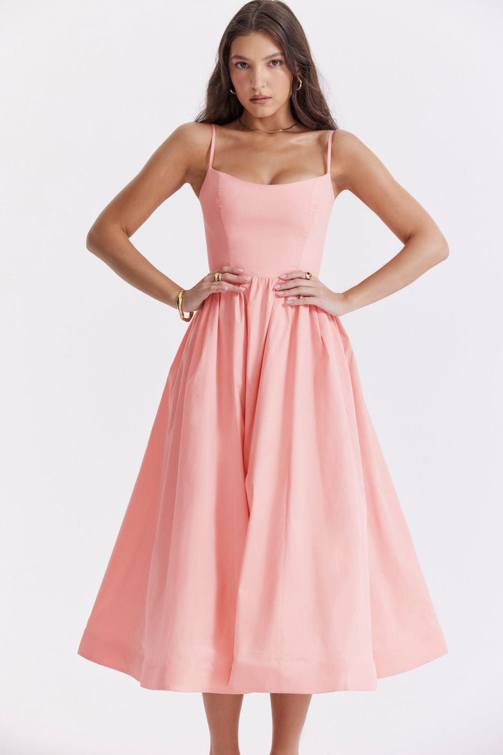Damen Maxikleid mit floralem Print und verstellbaren Spaghettiträgern Drune