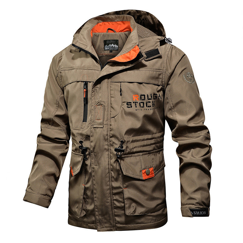 Herren wasserabweisender Fieldparka mit Mesh-Innenfutter, Multifunktionstaschen und Kordelzug Drune