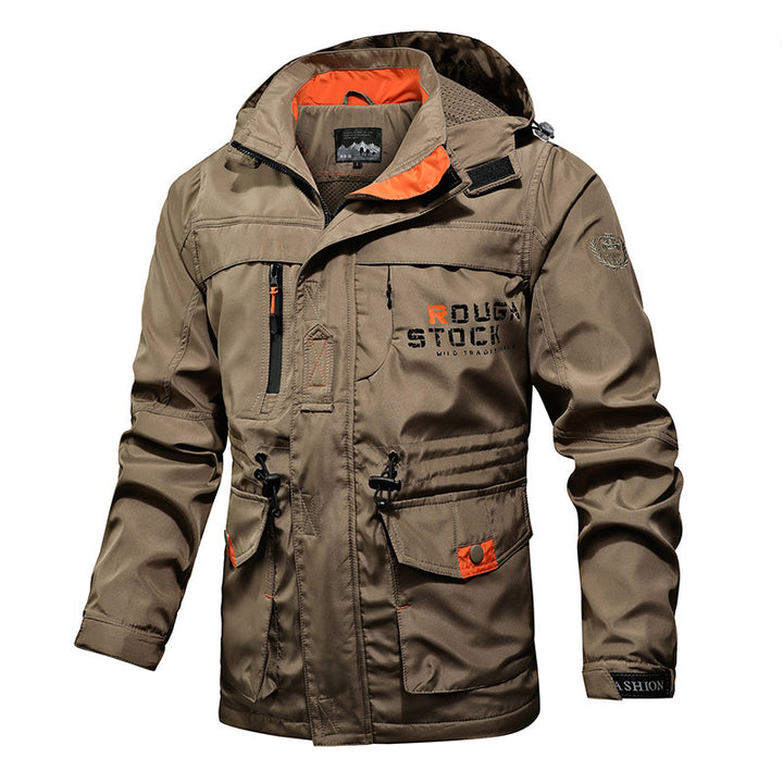 Herren wasserabweisender Fieldparka mit Mesh-Innenfutter, Multifunktionstaschen und Kordelzug Drune