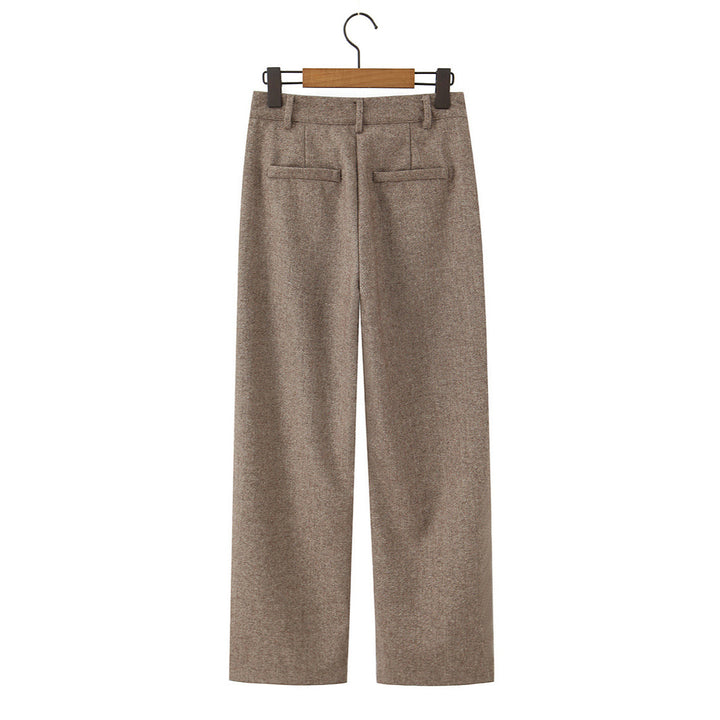 Damen Hochtaillierte weite Wollmix-Hose mit geradem Bein Drune