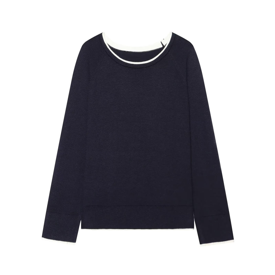 Damen Feiner Raglan-Pullover mit Rundhals und Lagenoptik Drune