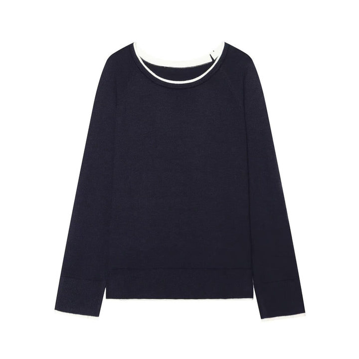 Damen Feiner Raglan-Pullover mit Rundhals und Lagenoptik Drune