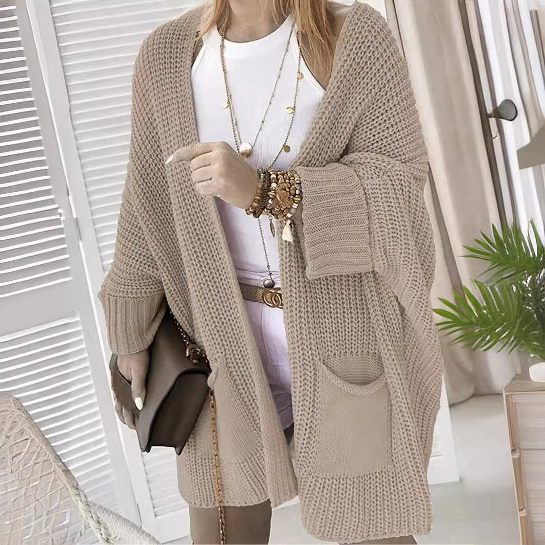 Damen Grobstrick-Cardigan mit offenen Taschen und legerem Schnitt Drune