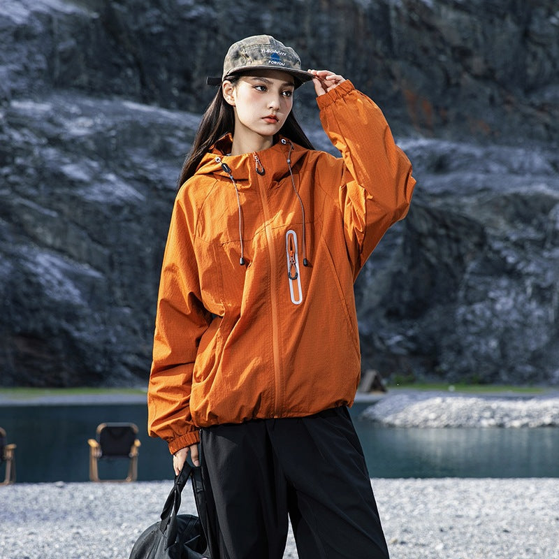 Herren Atmungsaktive Kapuzen-Fieldjacke mit verstaubarer Kapuze und reflektierendem Brustreißverschluss Drune
