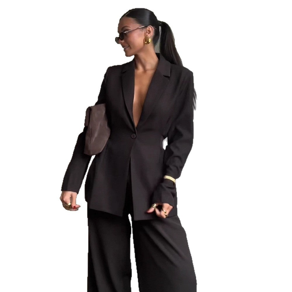 Damen Blazer mit tiefem V-Ausschnitt und eleganter Silhouette Drune