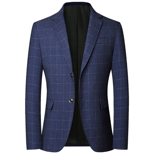 Herren Modernes Slim-Fit Sakko mit dezentem Karomuster aus leichtem MischgewDrunee Drune