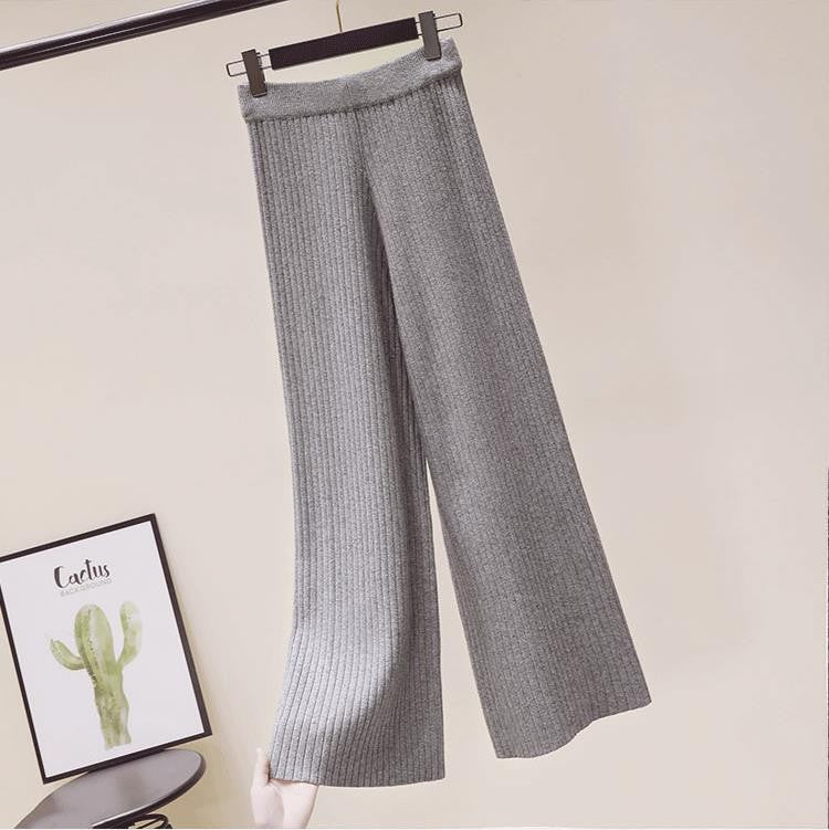 Damen Bequeme Rippstrickhose mit Kordelzug Drune