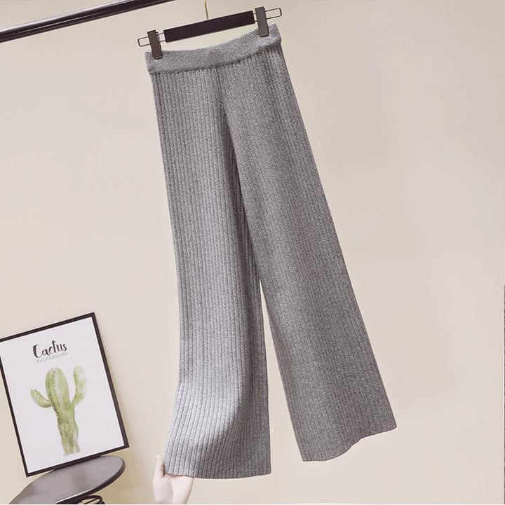 Damen Bequeme Rippstrickhose mit Kordelzug Drune