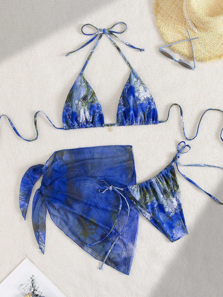 Damen Triangel-Bikini mit floralem Design Drune