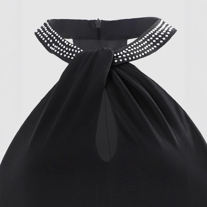 Damen glamouröses Abendkleid mit Chiffon-Schnitt und funkelndem Halsbereich Drune