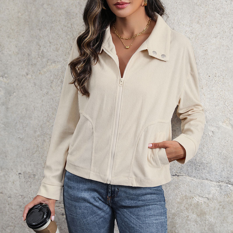 Damen Modische Strickjacke mit Reißverschluss Drune