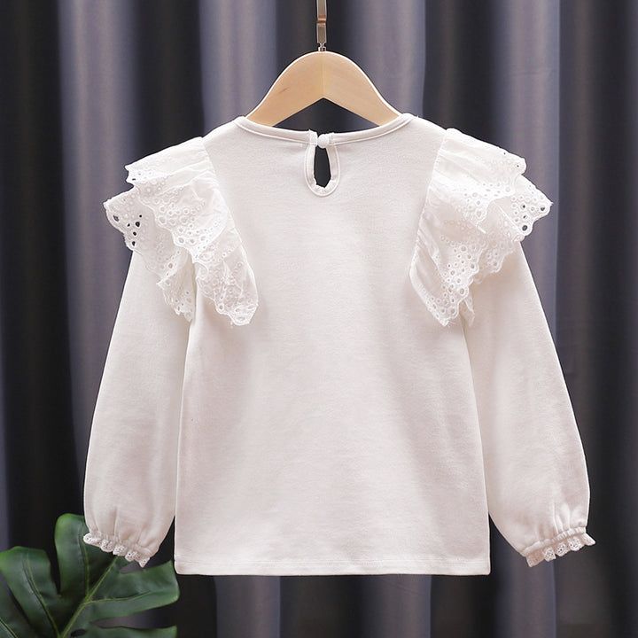 Mädchen Rundhals Sweatshirt mit Rüschendetails und Herzapplikation Drune