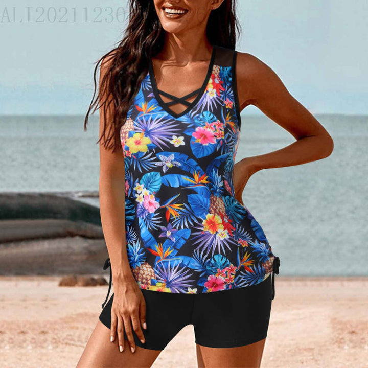 Damen Tankini-Set mit Hohe Taille und Sportlichem Flair Drune