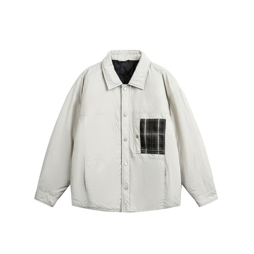 Herren Wattierte Hemdjacke mit Kontrast-Karotasche Drune