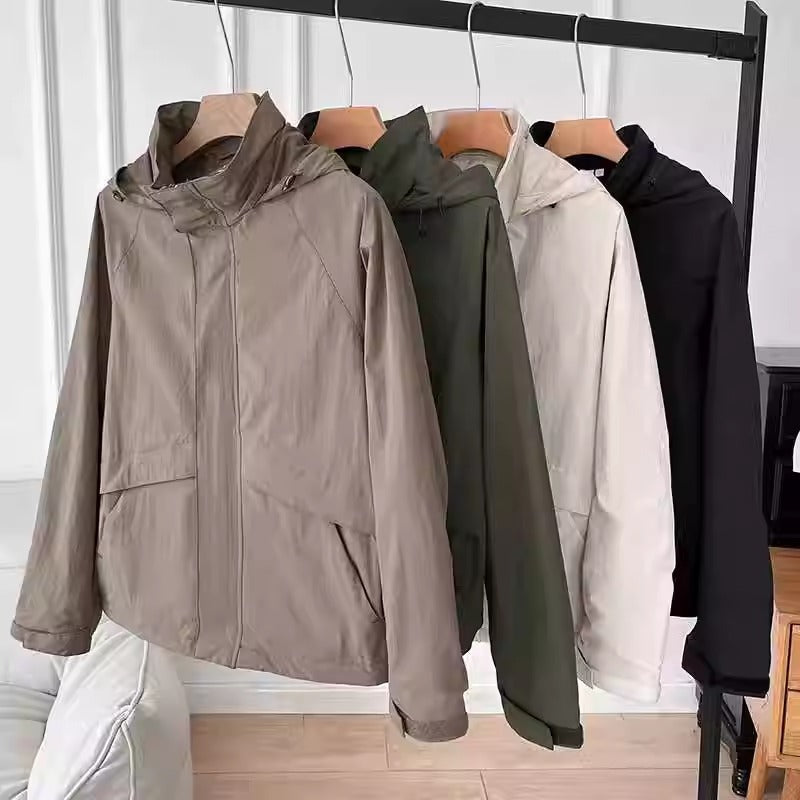 Herren Leichte Übergangsjacke mit verstellbarem Kapuzenkragen Drune