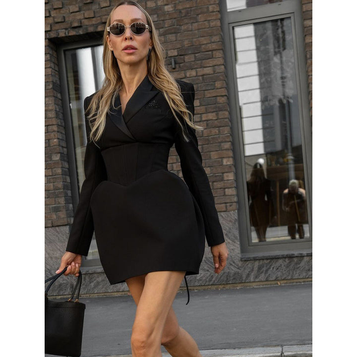 Damen tailliertes Blazerkleid mit integriertem Korsett und schmaler Silhouette Drune