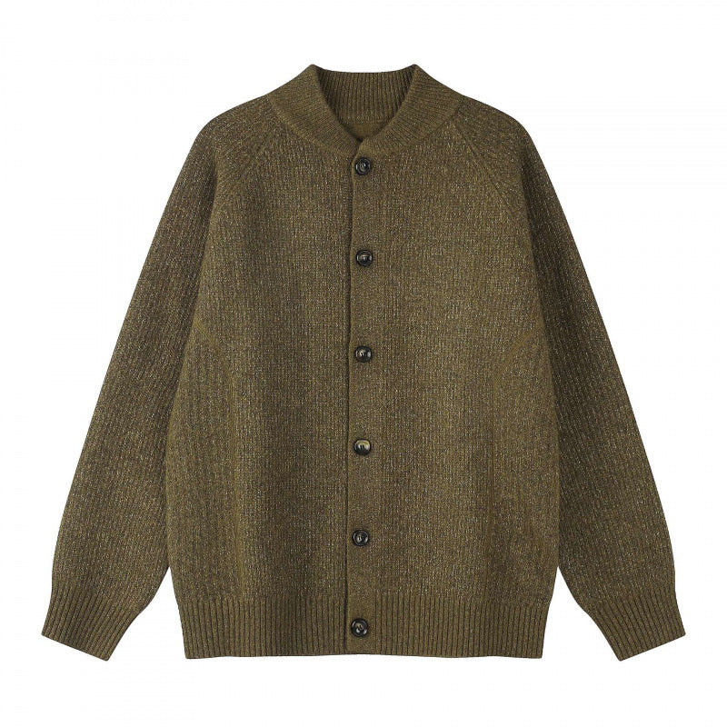 Herren Relaxter Grobstrick-Cardigan mit Raglanärmeln und Rippenabschlüssen Drune