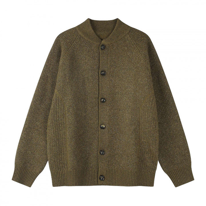 Herren Relaxter Grobstrick-Cardigan mit Raglanärmeln und Rippenabschlüssen Drune