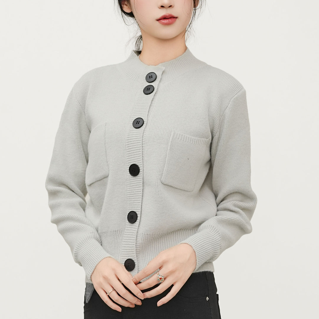 Damen Strickjacke mit Knopfleiste und praktischer Brusttasche Drune