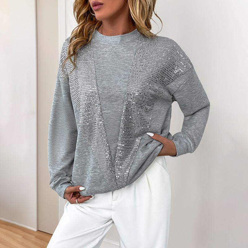 Damen Stylischer Pullover mit Glitzerdetails Drune