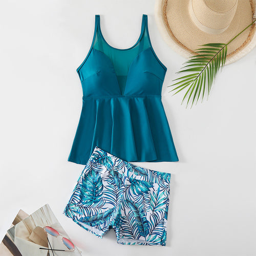 Damen Badeoutfit mit peplum Oberteil und modischen Shorts Drune