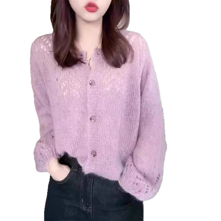 Damen Strickjacke mit luftiger Häkeloptik und Knopfverschlüssen Drune