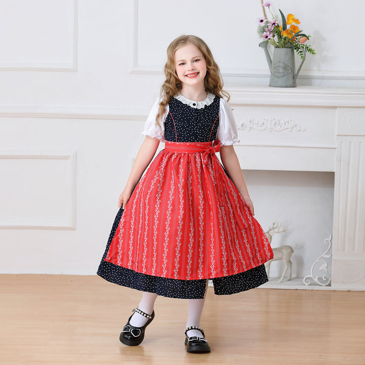 Damen nan traditionelles Dirndlkleid für Mädchen mit abnehmbarer Schürze Drune