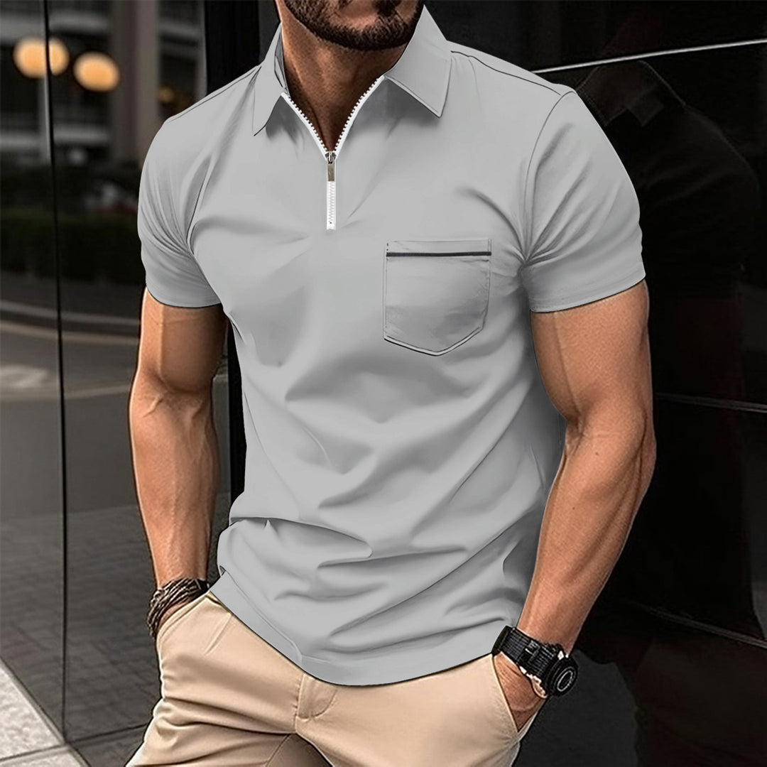 Herren Polohemd mit modernem Kurzreißverschluss und Brusttasche Drune