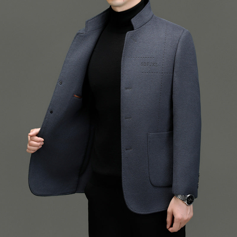 Herren elegante Wolljacke im modernen Schnitt mit Stehkragen und praktischen Taschen Drune