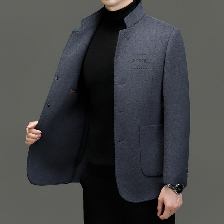 Herren elegante Wolljacke im modernen Schnitt mit Stehkragen und praktischen Taschen Drune