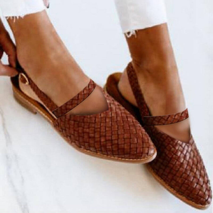 Drune | Woven-Style Spitze Slingback Flats für Damen