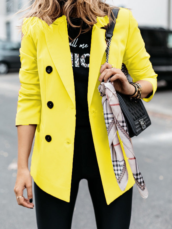 Damen eleganter taillierter Blazer mit doppelter Knopfleiste Drune