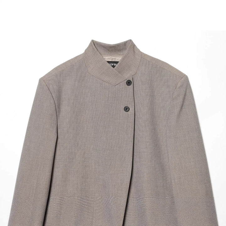 Damen nan Mandarin-Kragen Blazer mit asymmetrischer Knopfleiste, Wiener Nähten und dezent taillierter Silhouette Drune
