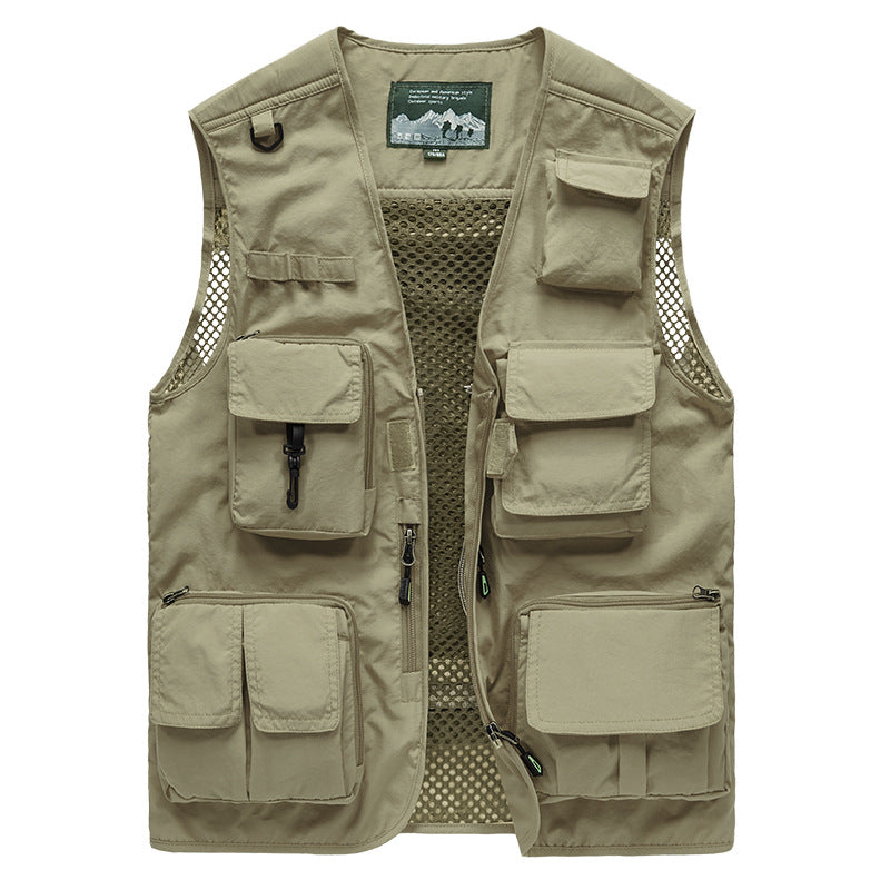 Herren Multifunktionale Angel- und Outdoorweste mit Mesh-Rücken und Mehrfachtaschen Drune