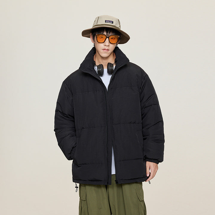 Unisex Oversize Steppjacke mit hohem Kragen und Kordelzug Drune