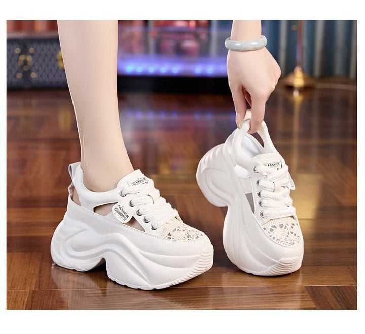 Damen Plateau-Sneaker mit luftiger Oberflächenstruktur und bequemer Dämpfung Drune