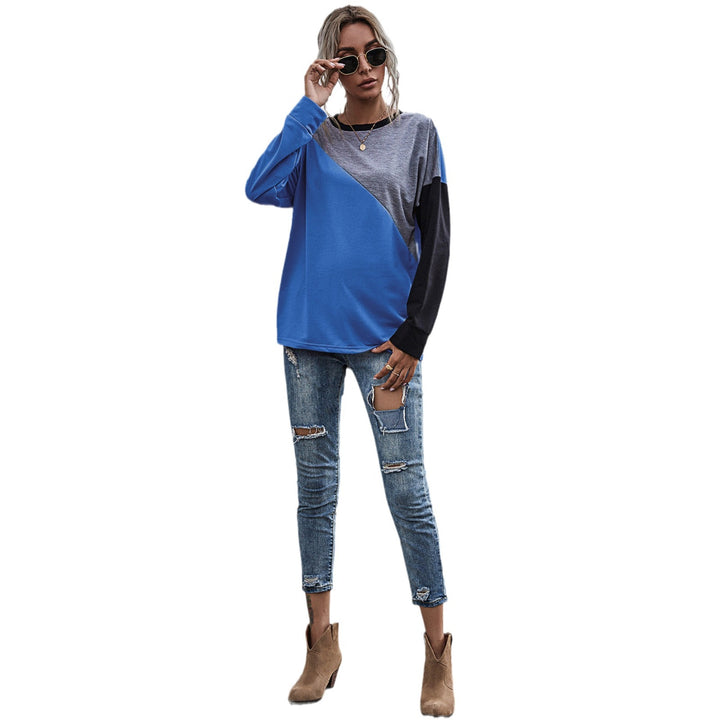 Damen sportlicher Sweatshirt mit modischem Farbblockdesign Drune