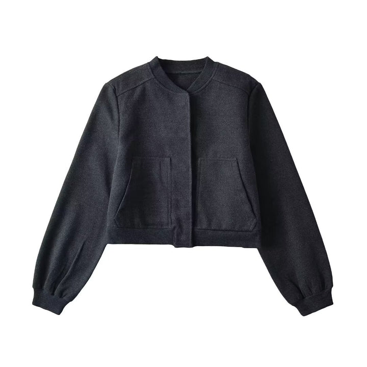 Damen lässige cropped Sweatjacke mit Taschen Drune