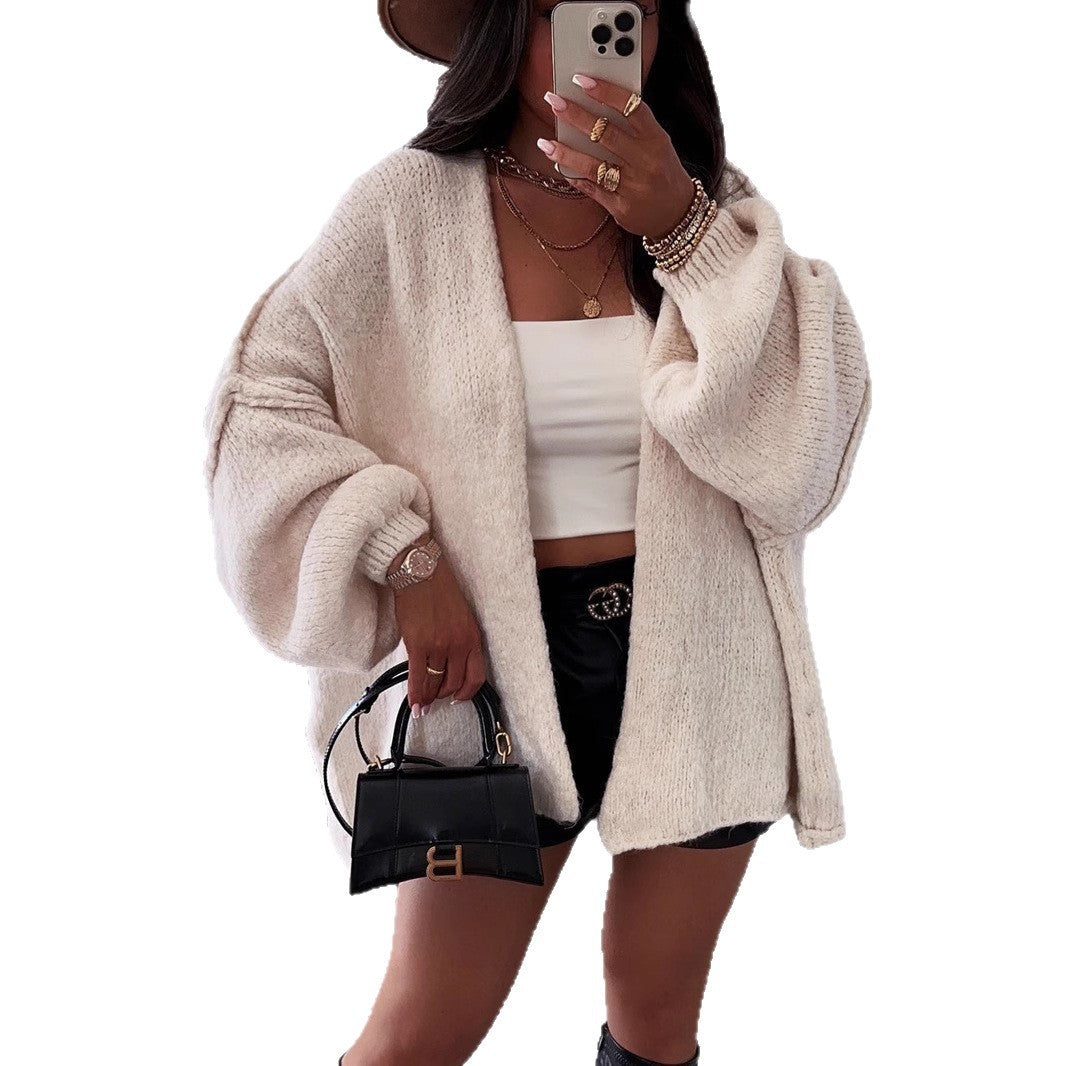 Damen Strickjacke mit oversize Schnitt und voluminösen Ärmeln Drune
