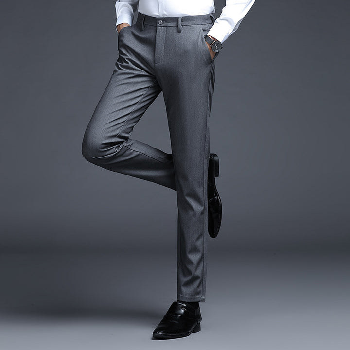 Herren Formelle Slim-Fit Anzughose mit Stretchbund und Bügelfalte Drune