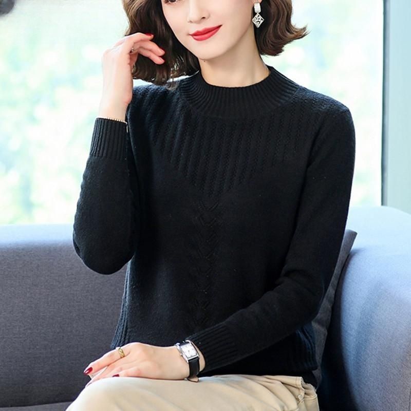 Damen eleganter Strickpullover mit modernem Zopfmuster Drune