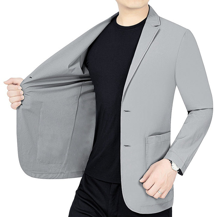 Herren legerer elastischer Sommerblazer mit dreiviertelärmeln und schlanker Passform Drune