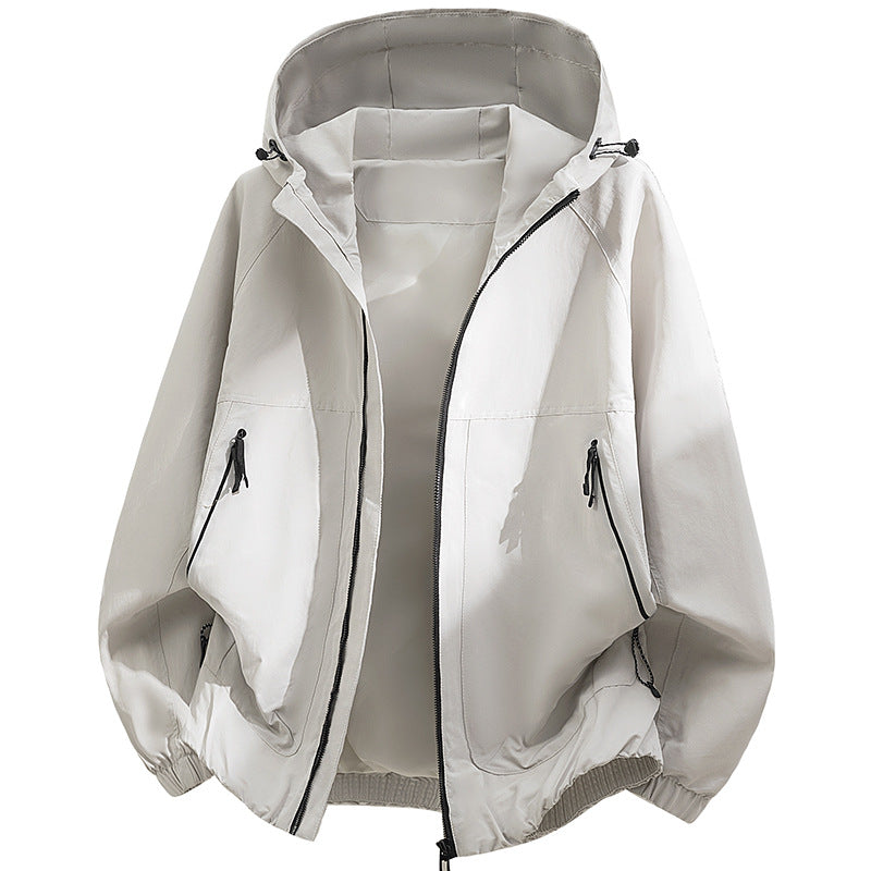 Herren Oversized Kapuzen‑Softshelljacke mit technischer Oberfläche und Kordelzugsaum Drune