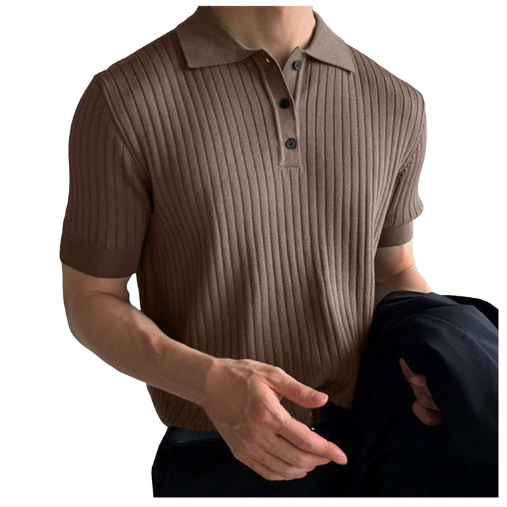 Herren nan schmal geschnittenes geripptes Poloshirt aus Feinstrick mit Kurzarm und Polokragen Drune