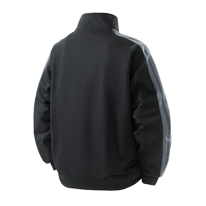 Herren Sportive Zipjacke mit Stehkragen und kontrastierenden Ärmestreifen Drune