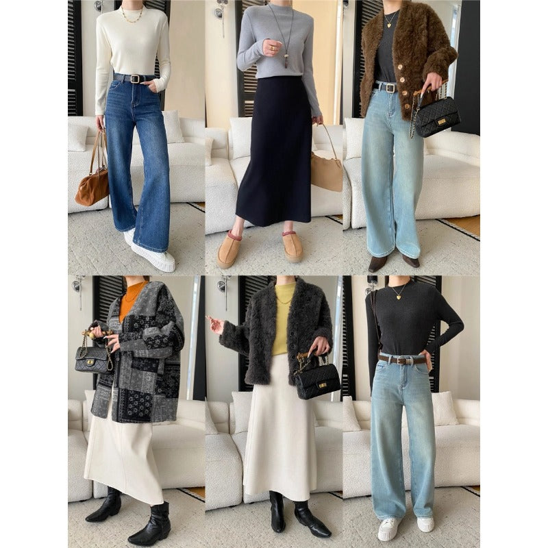 Damen figurbetontes Langarmshirt aus feinem Rippstrick und lässiger Passform Drune